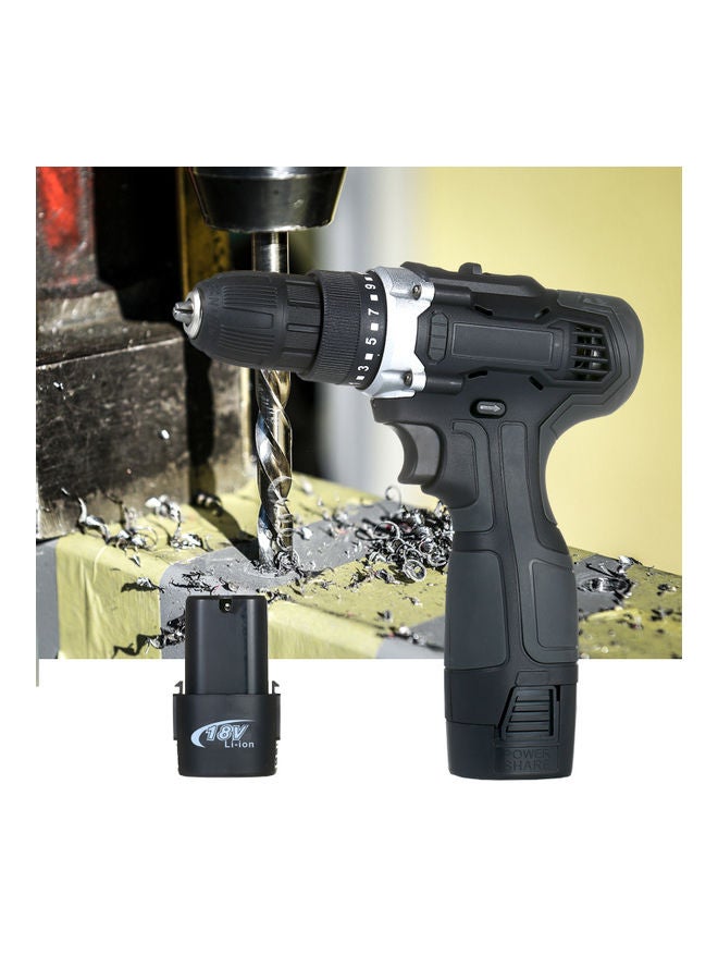 Generic - 18V 2-Speed Cordless Drill Driver 1 Battery Fast Charger 15+1 Clutch Max 50Nm Torque Variable Speed 3/8-inch Compact Electric Drill with LED Light black 26.0x23.5x7.0cm - Image 1