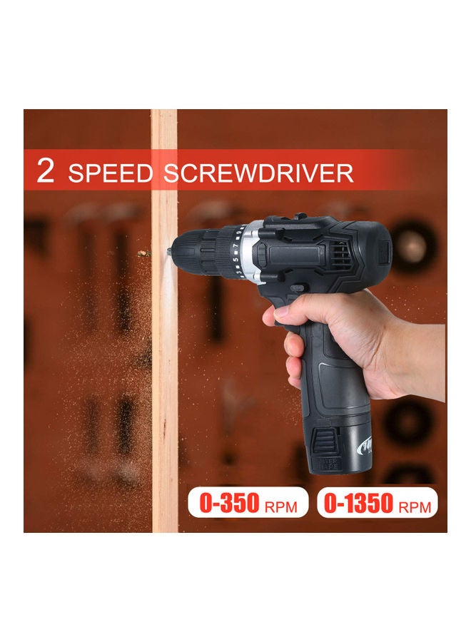 Generic - 18V 2-Speed Cordless Drill Driver 1 Battery Fast Charger 15+1 Clutch Max 50Nm Torque Variable Speed 3/8-inch Compact Electric Drill with LED Light black 26.0x23.5x7.0cm - Image 1