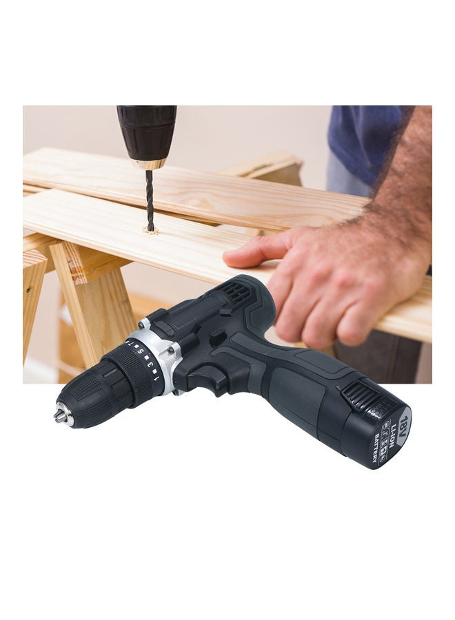 Generic - 18V 2-Speed Cordless Drill Driver 1 Battery Fast Charger 15+1 Clutch Max 50Nm Torque Variable Speed 3/8-inch Compact Electric Drill with LED Light black 26.0x23.5x7.0cm - Image 1