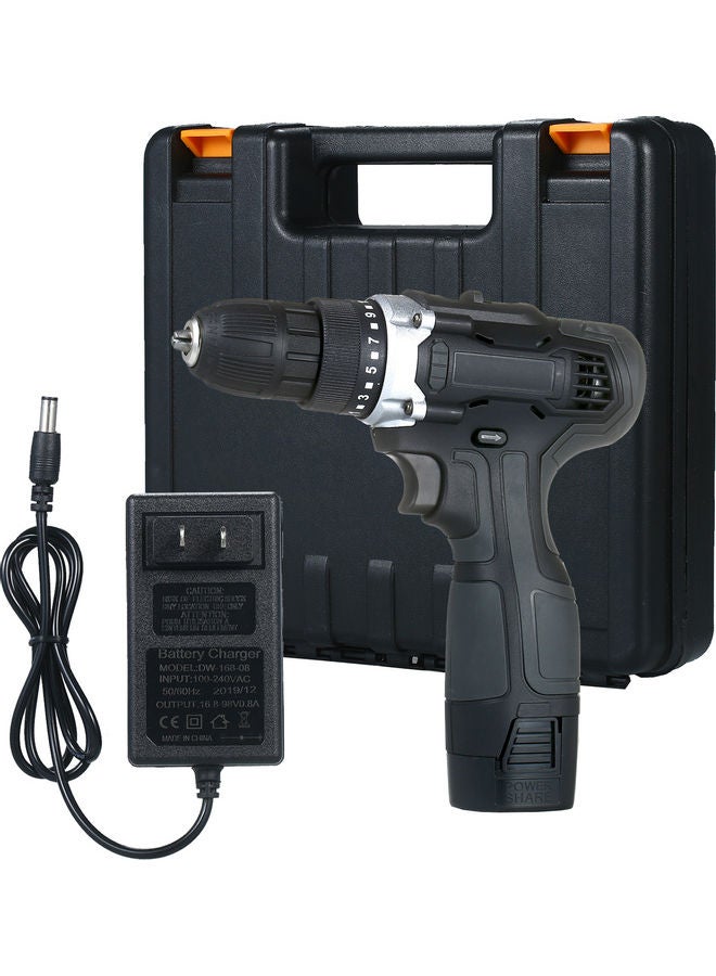 Generic - 18V 2-Speed Cordless Drill Driver 1 Battery Fast Charger 15+1 Clutch Max 50Nm Torque Variable Speed 3/8-inch Compact Electric Drill with LED Light black 26.0x23.5x7.0cm - Image 1