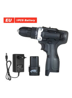18V 2-Speed Cordless Drill Driver 1 Battery Fast Charger 15+1 Clutch Max 50Nm Torque Variable Speed 3/8-inch Compact Electric Drill with LED Light black