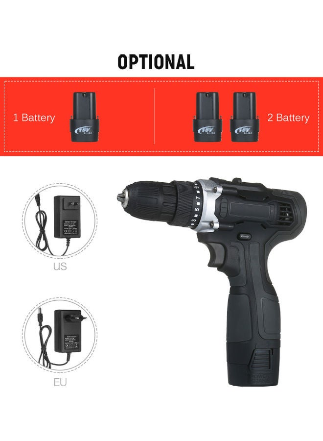 Generic - 18V 2-Speed Cordless Drill Driver 1 Battery Fast Charger 15+1 Clutch Max 50Nm Torque Variable Speed 3/8-inch Compact Electric Drill with LED Light black - Image 1