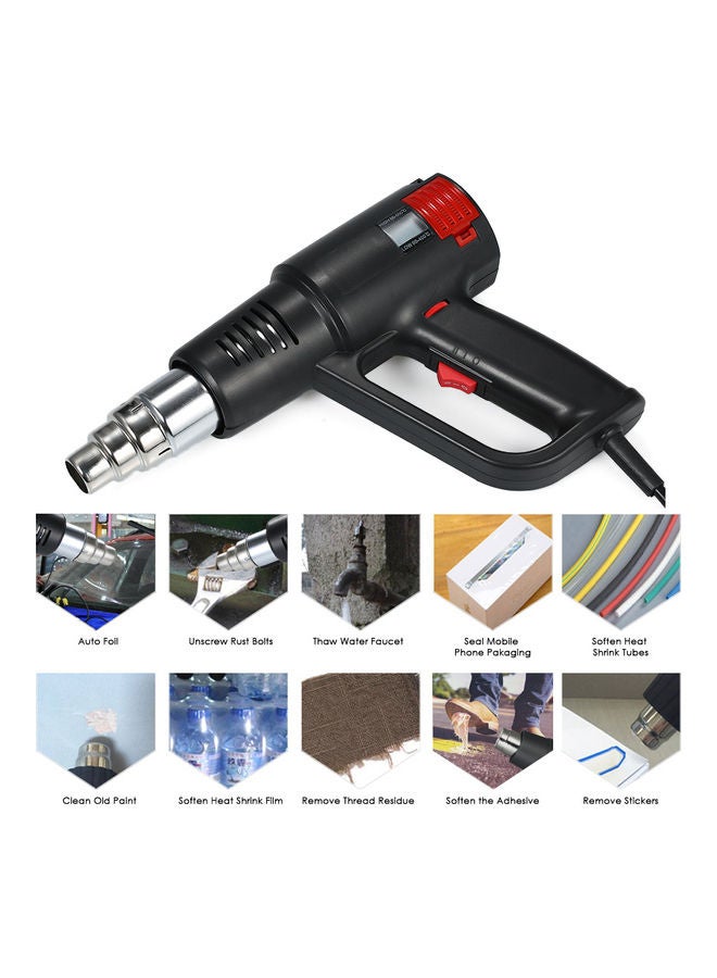 2000W Industrial Fast Heating Hot Air Gun LCD Digital Temperature-controlled High Quality Handheld Heat Blower Electric Adjustable Temperature Heat Gun Tool Black 27.5x26.0x7.5cm  - Image 3