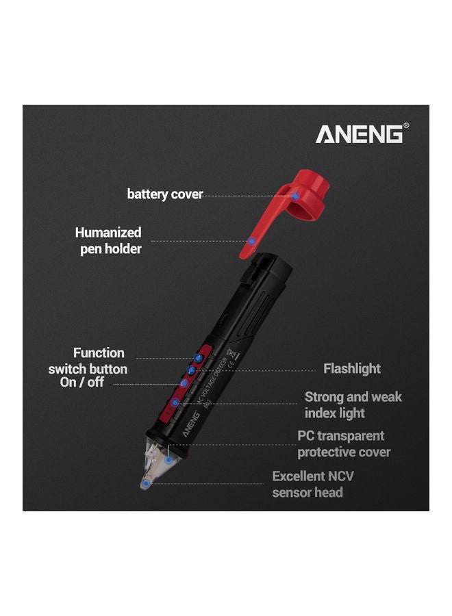 Generic - ANENG VD802 Non-contact AC Voltage Detector Tester Meter 12V-1000v Pen Style Electric Indicator LED Outlet Voltage Dectetor Sensor Wit Black 18.0x3.0x3.0cm - Image 1