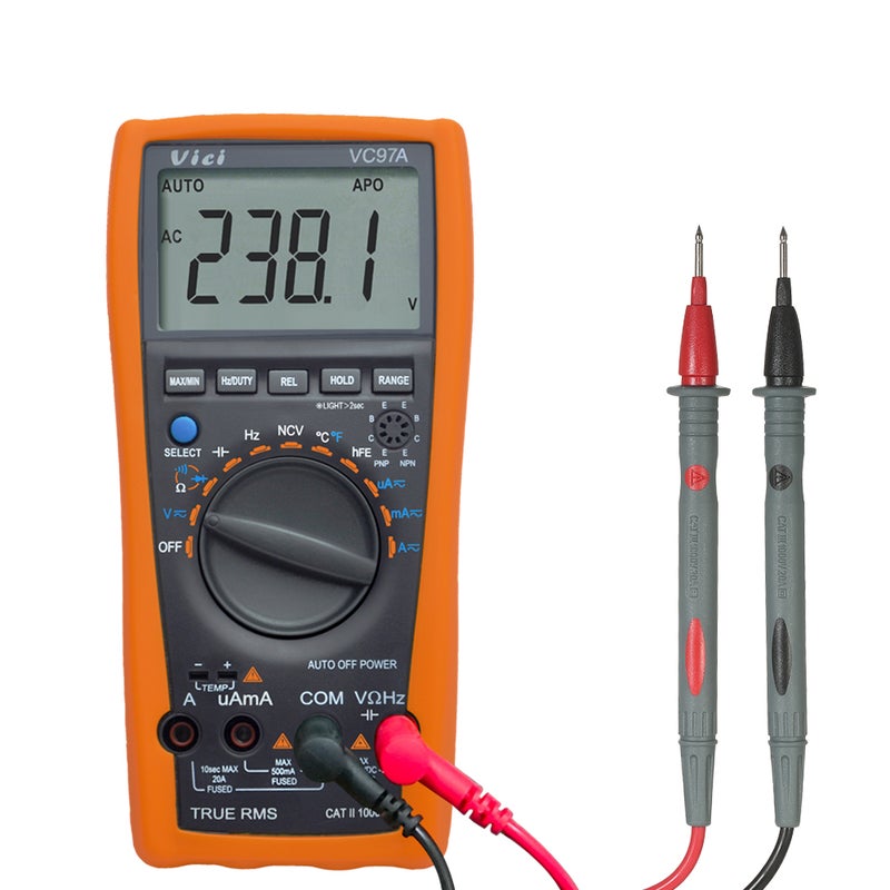 Vici Multi-functional LCD Digital Multimeter Auto Range DMM with Temperature Detector DC AC Voltage Current Meter Capacitance Resistance Diode Tester multicolor 21.2x12.6x5.4cm  - Image 5