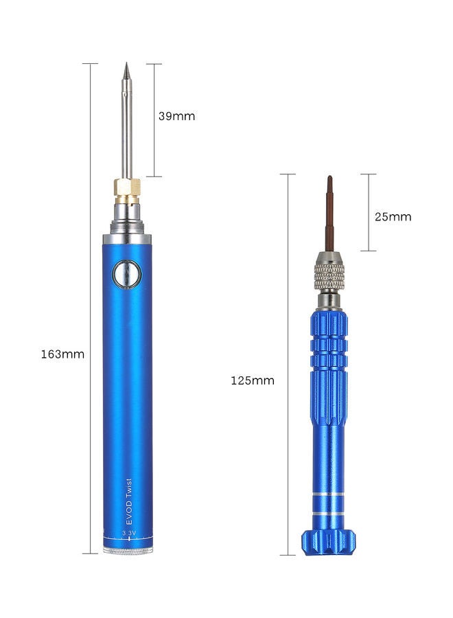 Generic 22pcs Electric Soldering Iron & Screwdriver Portable Welding Pen Charging Iron USB Electric Soldering Iron Set Screwdriver Set 22 Pieces Welding Tool Kit DIY Soldering Tools Mobile Phone Maintenance Tools Blue 20.0x11.0x4.0cm  - Image 4
