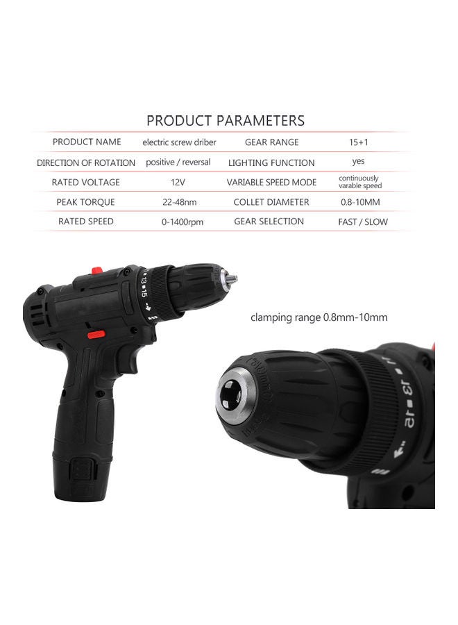Generic 12V Multifunctional Electric Impact Cordless Drill black 26.0x15.5x12.0cm  - Image 2