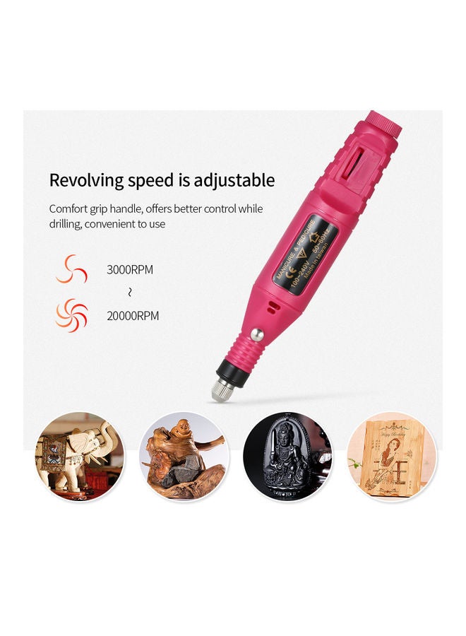 Generic - 14pcs 100V-240V Mini Electric Grinder Drill Tool Variable Speed Rotary Engraving Pen Carve Tool Set for Milling Polishing Rose 22.5x11.5x4.5cm - Image 1