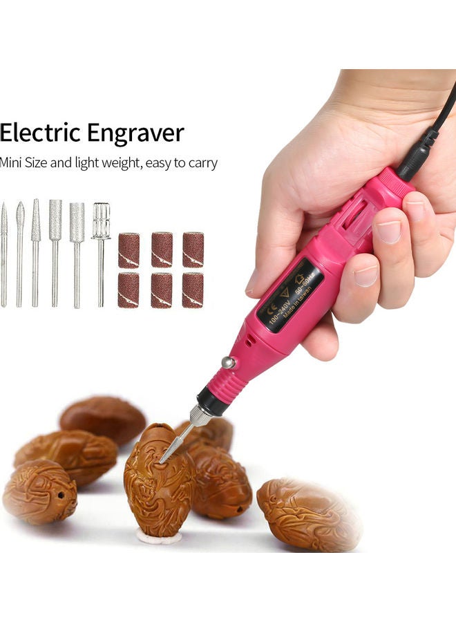 Generic - 14pcs 100V-240V Mini Electric Grinder Drill Tool Variable Speed Rotary Engraving Pen Carve Tool Set for Milling Polishing Rose 22.5x11.5x4.5cm - Image 1
