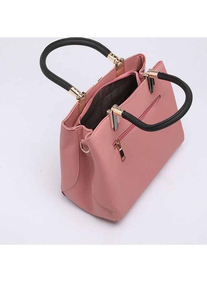 Women's Handbag Simple Voguish Patching Colors Large Capacity Bag Pink  - Image 3