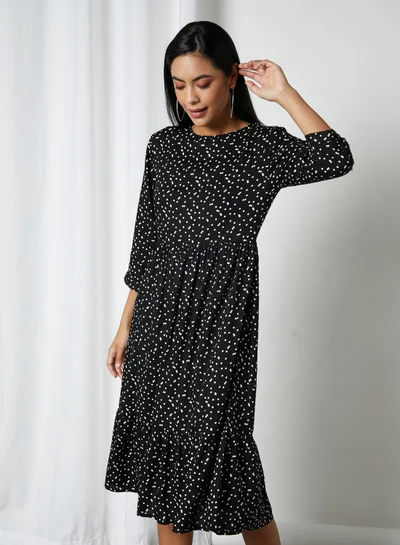High Streets Polka Dot Midi Dress Black/White