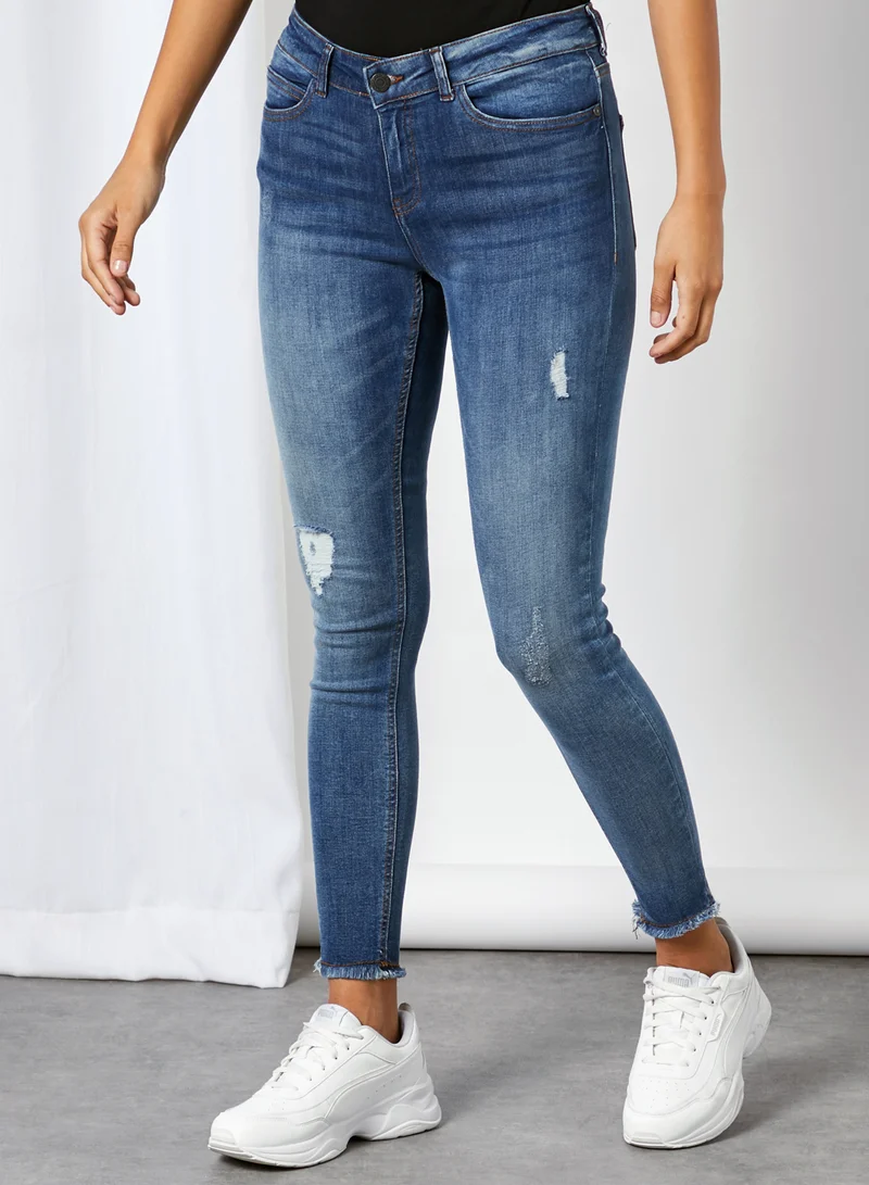 NOISY MAY Lucy Mid-Rise Jeans Light Blue Denim