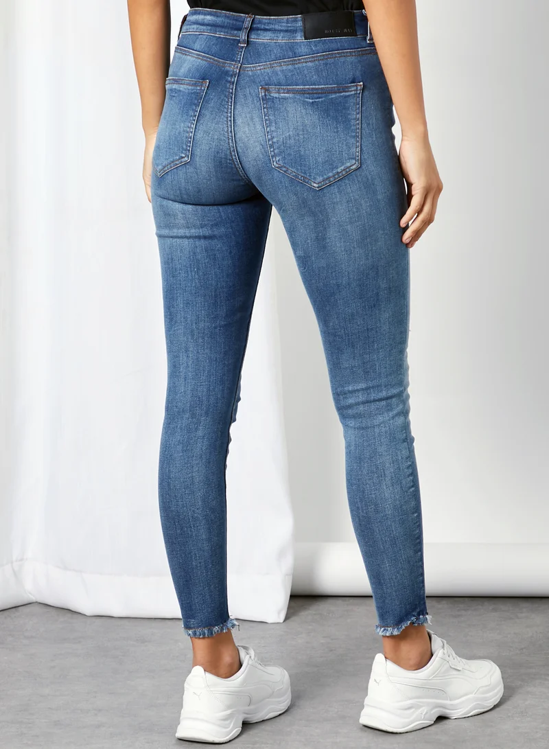 NOISY MAY Lucy Mid-Rise Jeans Light Blue Denim