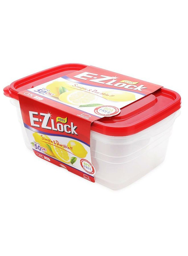 LocknLock - 2-Piece Ez Lock Plastic Food Storage Containers Set Clear/red 3.9Liters - Image 1
