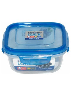 Plastic Sound Lock Square Container Clear/blue 560ml