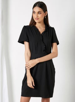 V-Neck Mini Dress Black