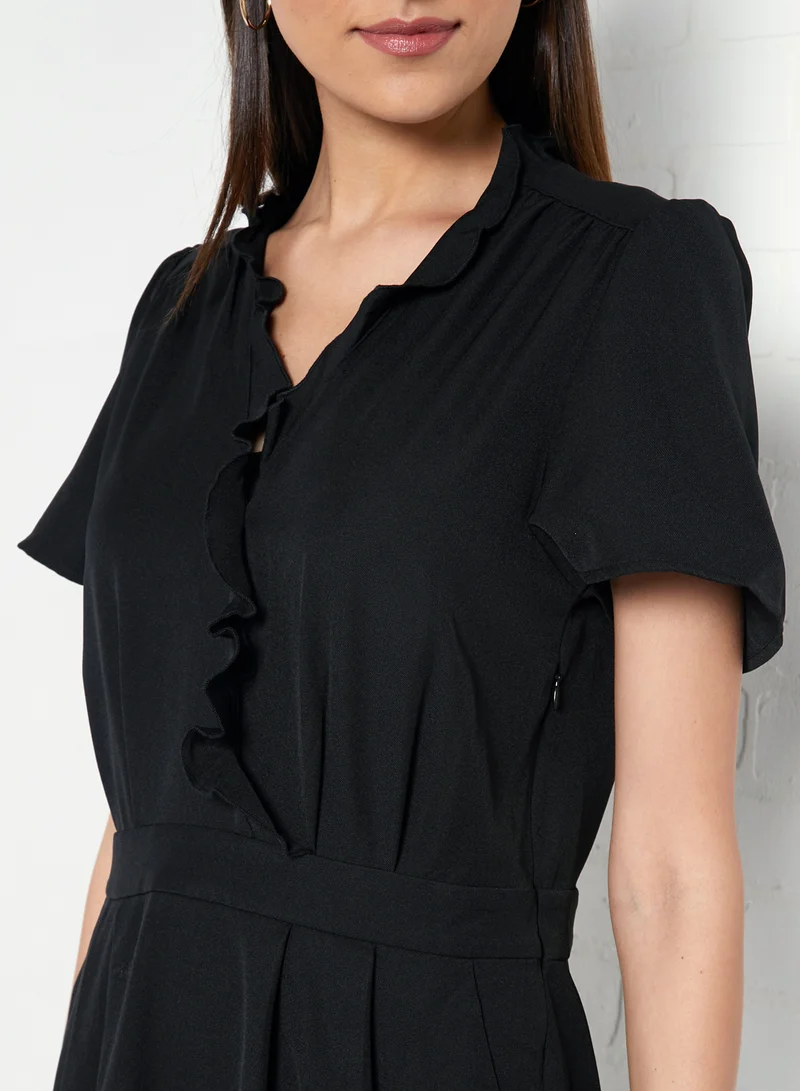 فيرو مودا Ruffled A-Line Dress أسود