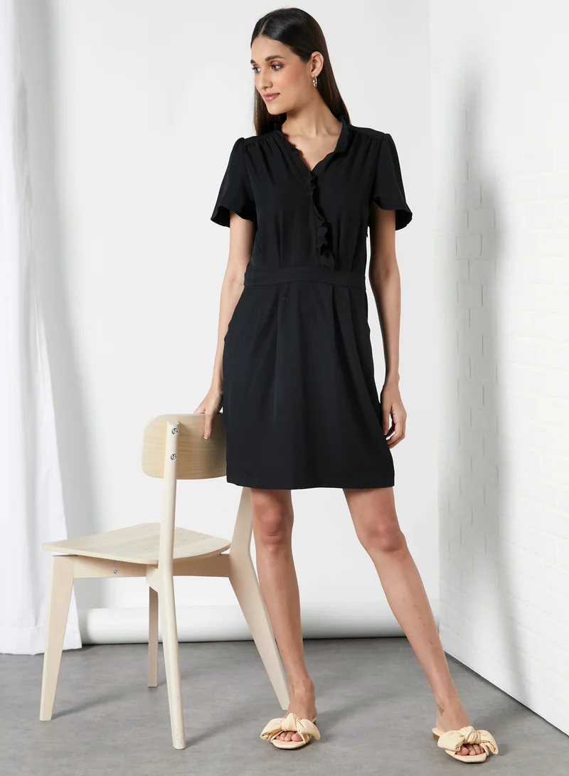 فيرو مودا Ruffled A-Line Dress أسود