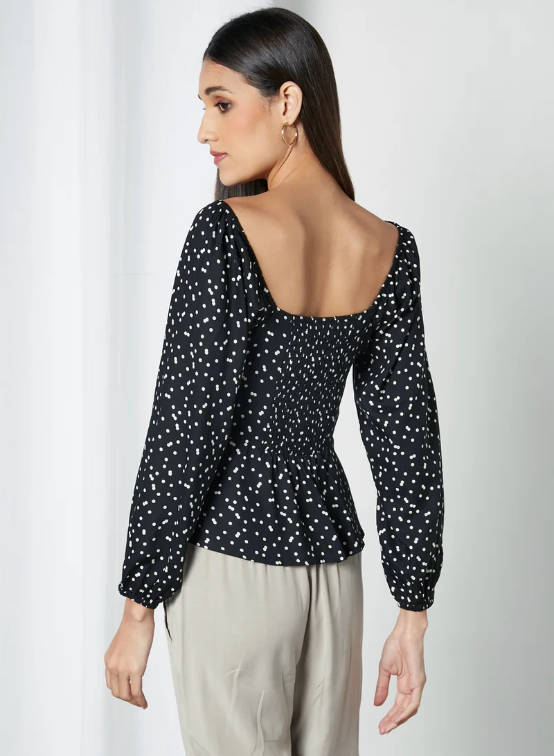 High Streets Polka Dots Print Blouse