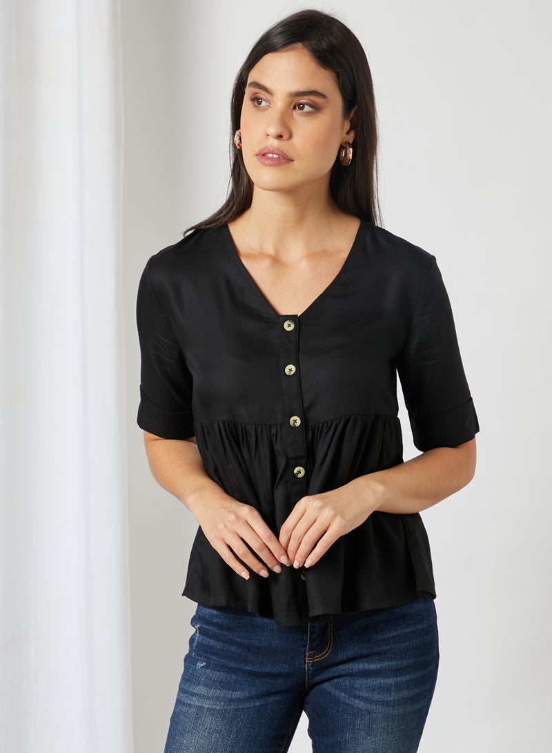 Solid Design Casual Wear Blouse Black - v1605383338/N31873628V_1