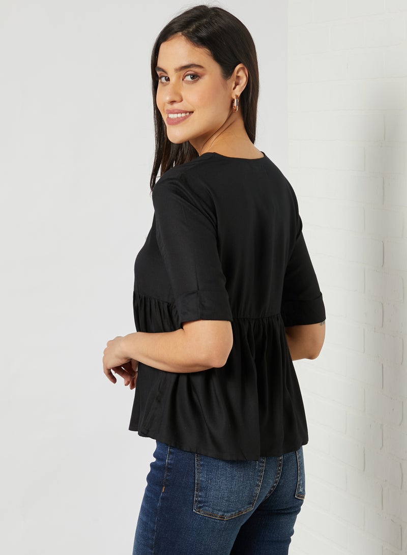 Solid Design Casual Wear Blouse Black - v1605383338/N31873628V_2