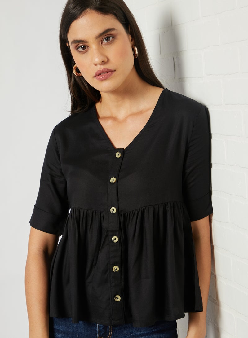 Solid Design Casual Wear Blouse Black - v1605383338/N31873628V_3