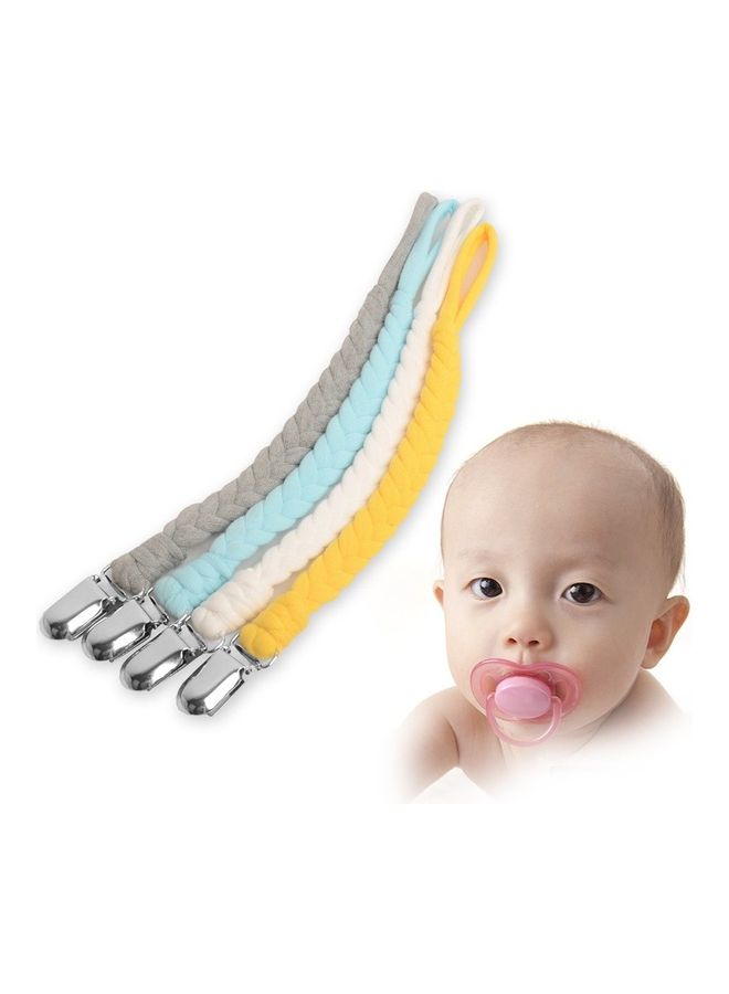 سوار حامل للهاية الأطفال مصنوع من القطن مزين بالخرز مع مشبك للحلمة وعضاضة أسنان مزودة بسلسلة - Image 2