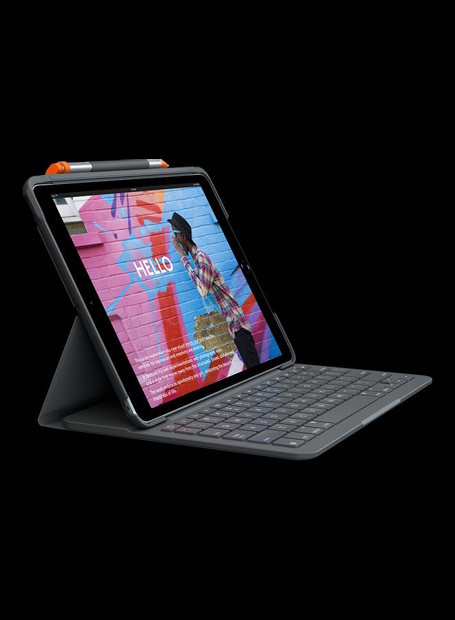 Logitech - Slim Folio Smart Case With keyboard For IPad Air 3e generation Dark Grey - Image 1