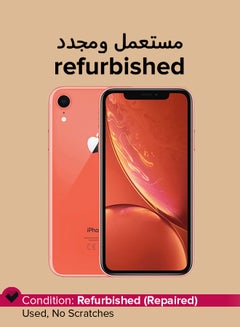 مستعمل ومجدد - هاتف آيفون XR مع تطبيق فيس تايم يدعم تقنية 4G LTE بسعة 128 جيجابايت ولون مرجاني