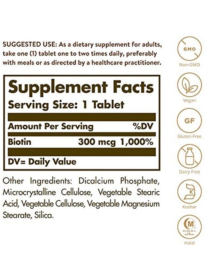Solgar Biotin 300 MCG Dietary Supplement - 100 Capsule - Image 3