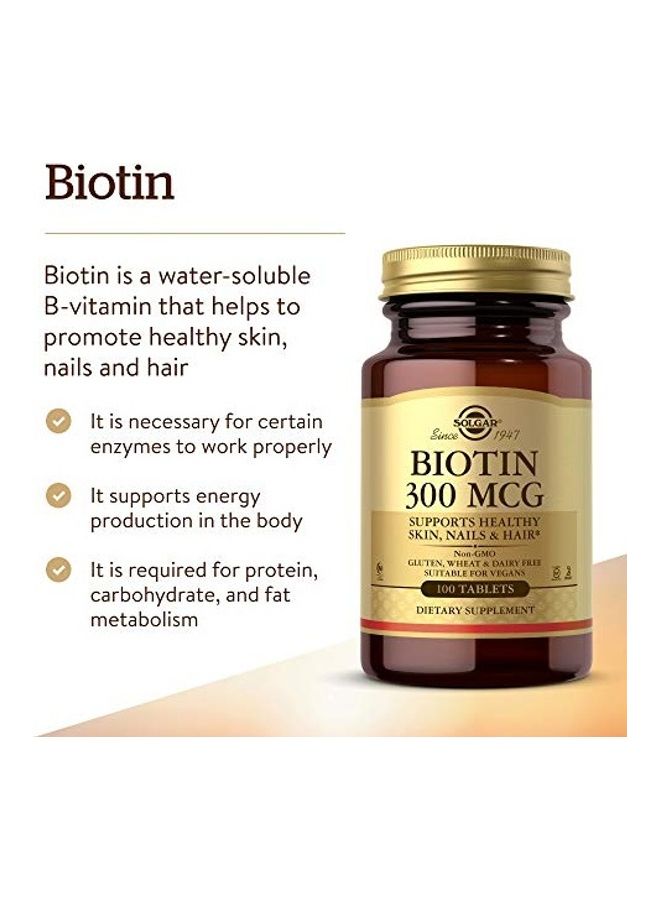 Solgar Biotin 300 MCG Dietary Supplement - 100 Capsule - Image 2