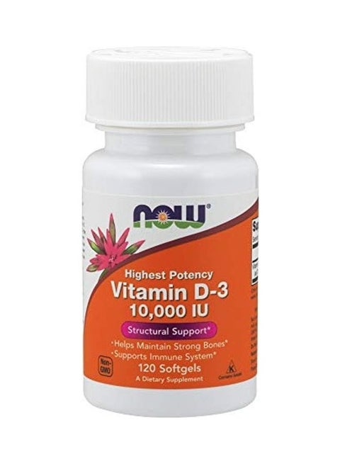 مكمل غذائي بفيتامين D3 بمعدل ‏10000 وحدة دولية - 120 كبسولة