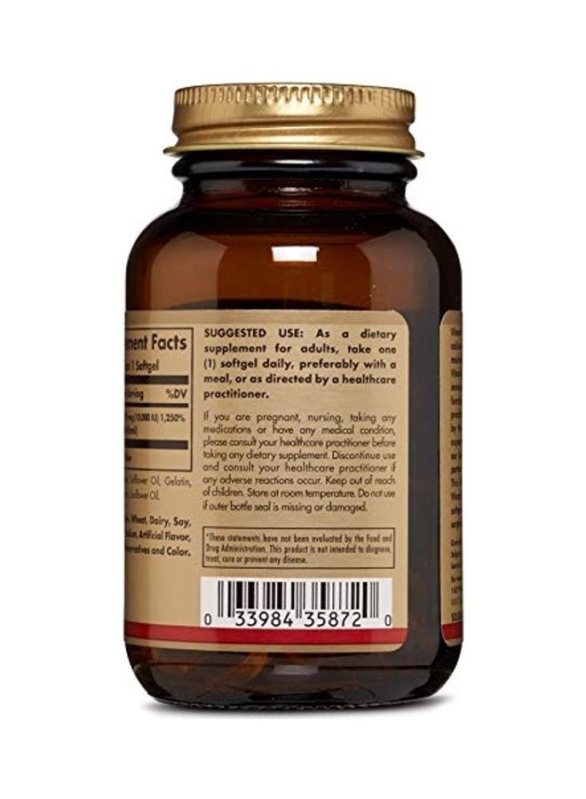 Solgar - Vitamin D3 Cholecalciferol 250 Mcg 10000 IU Dietary Supplement - 120 SOFTGELS - Image 1