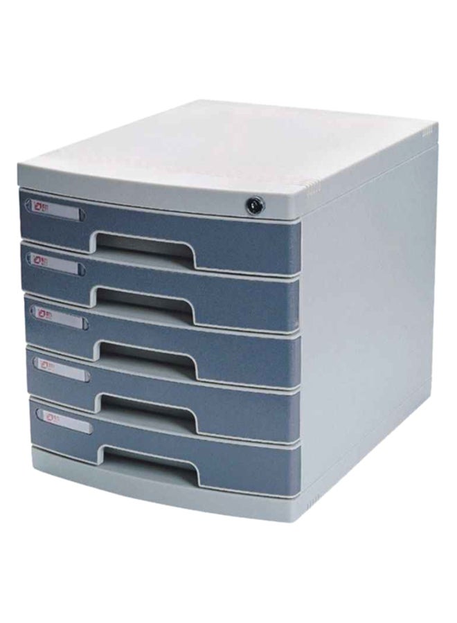 Deli 5-Layer File Cabinet With Front Key Lock Grey/Blue