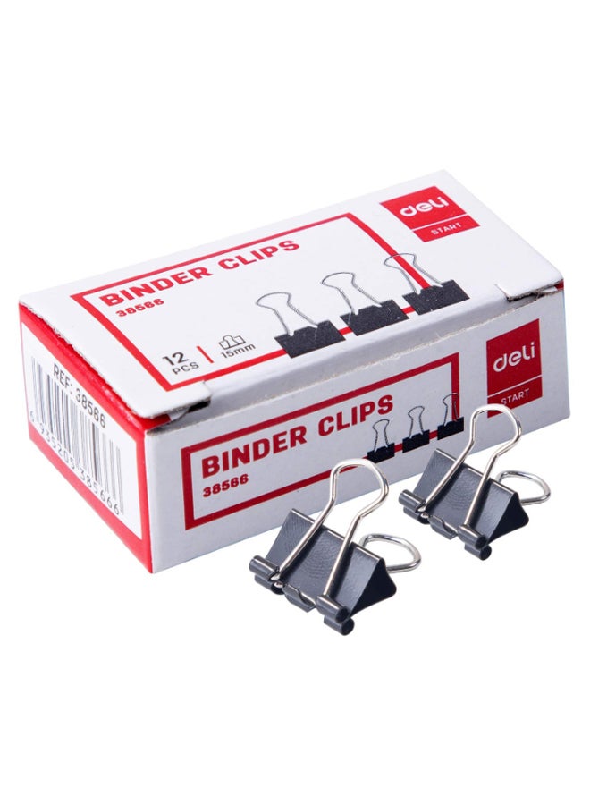 Deli 12-Piece Paper Clip Set Black/Silver - Image 2