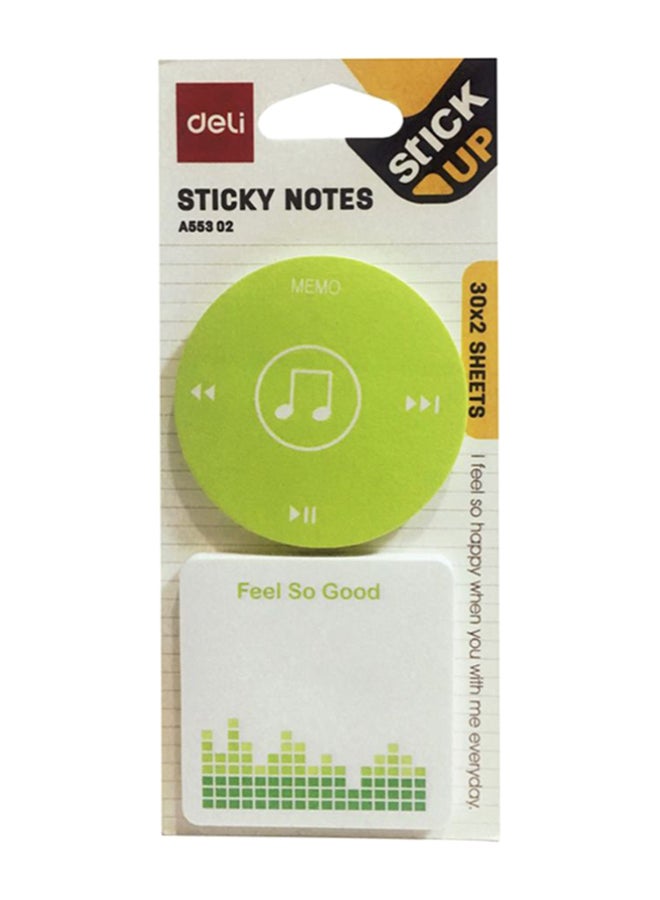 ديلي طقم ورق ملاحظات لاصق وفاخر، من قطعتين أبيض/أخضر