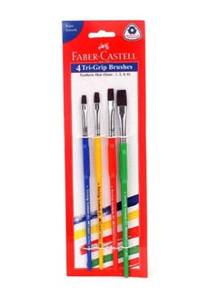4-Piece Tri Grip Flat Paint Brush Set Multicolour