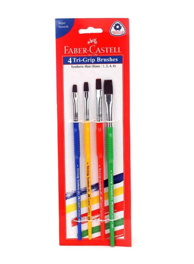 FABER-CASTELL - 4-Piece Tri Grip Flat Paint Brush Set Multicolour - Image 1