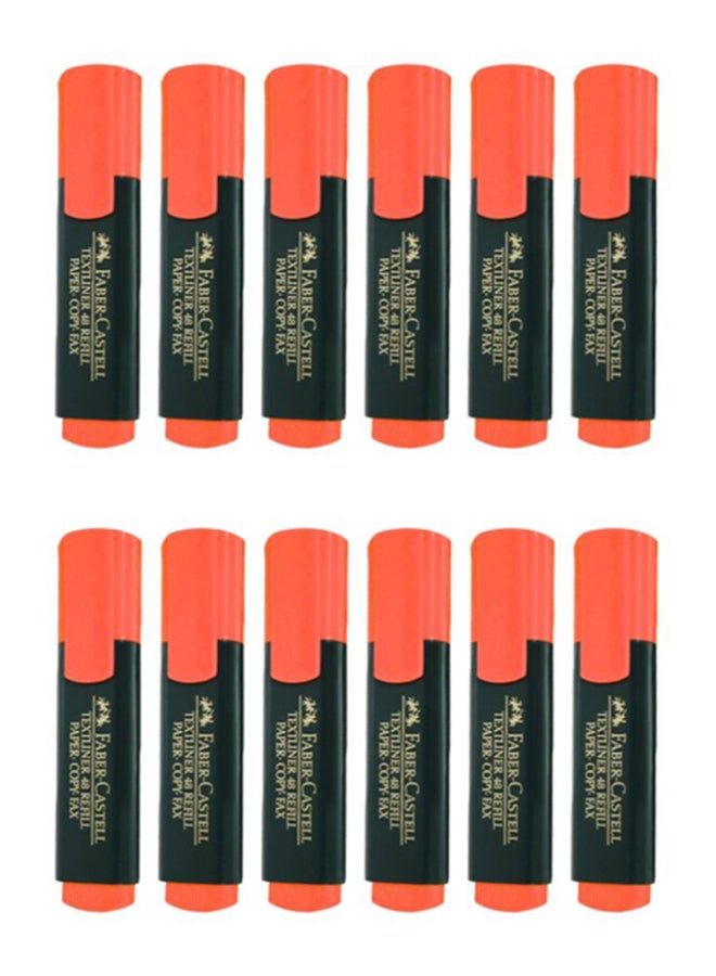 12-Piece Textliner Highlighter Set Orange/Black