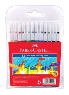 12-Piece Fibre Tip Colouring Pen Set Multicolour