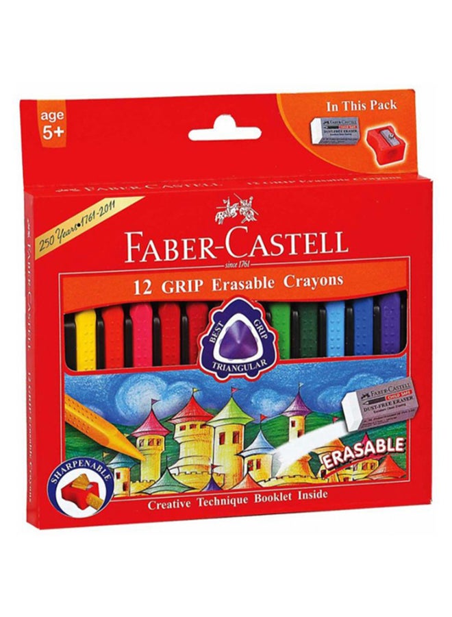 FABER-CASTELL - 12-Piece Grip Erasable Crayon Set Multicolour - Image 1