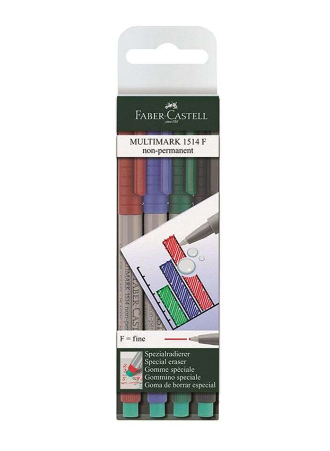 FABER-CASTELL - Faber-Castell-Marker Multimark Non-Permanent F Wallet Of 4 Multicolour - Image 1