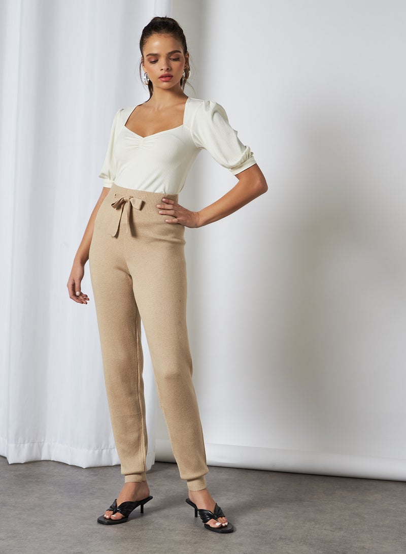 NA-KD - Lounge Regular Fit High Rise Sweatpants Beige - Image 1
