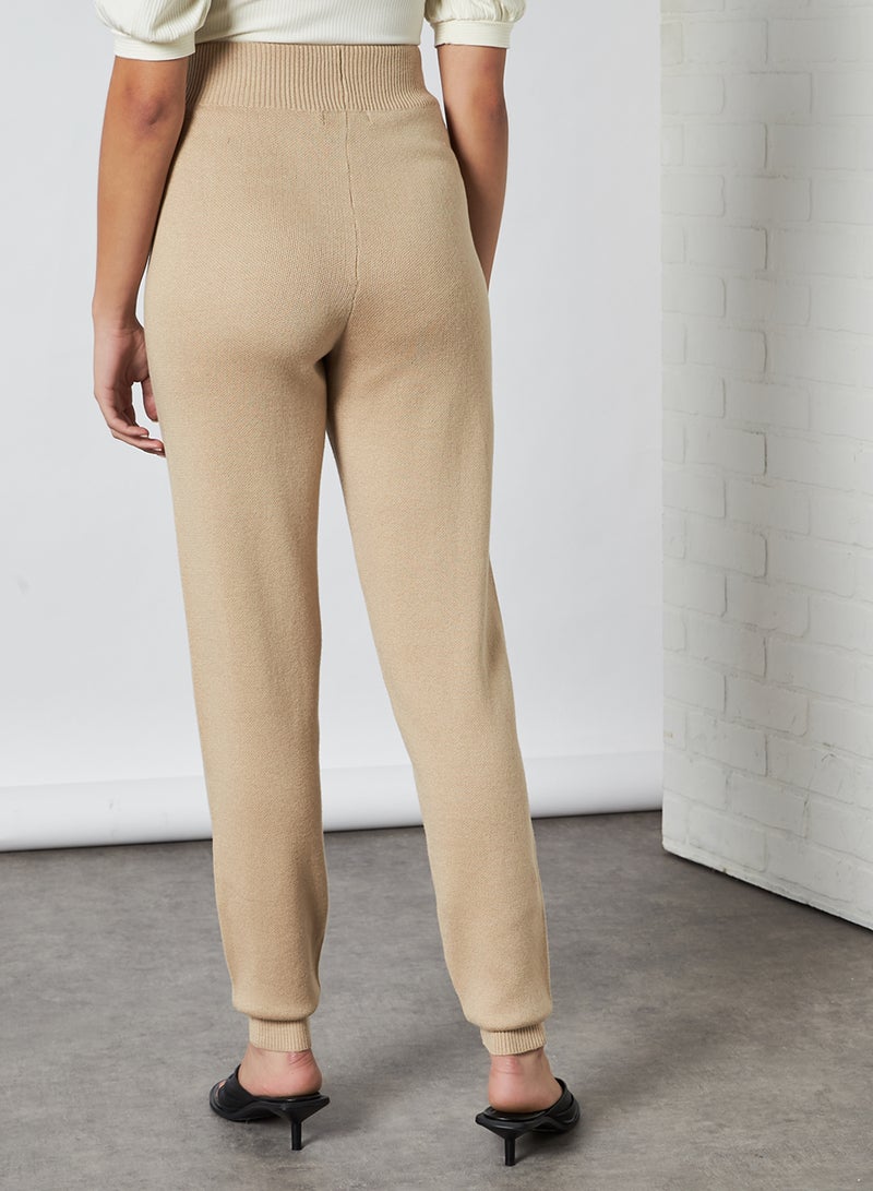 NA-KD - Lounge Regular Fit High Rise Sweatpants Beige - Image 1