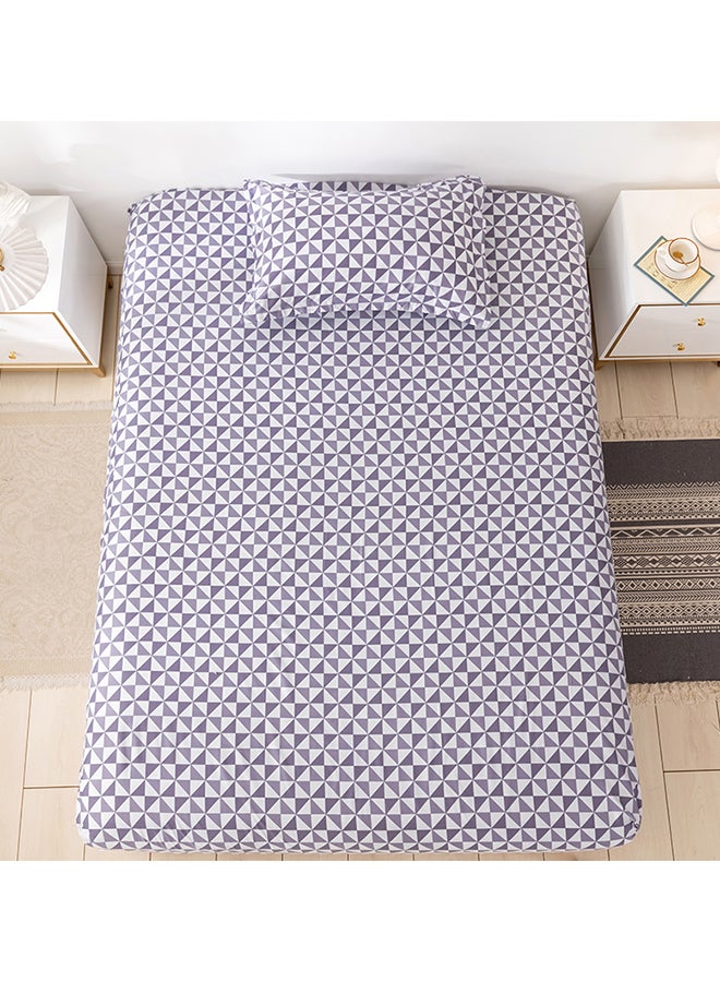 RISHAHOME 2-Piece Printed Bedsheet Set Double Size French Microfiber Grey  - Image 3