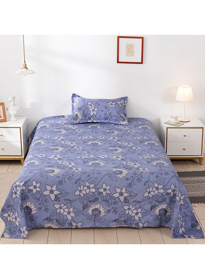 RISHAHOME 2-Piece Printed Bedsheet Set Double Size Wild Yonder Microfiber Blue  - Image 1