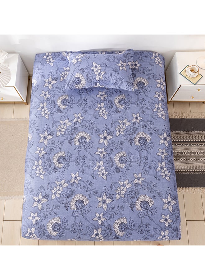 RISHAHOME 2-Piece Printed Bedsheet Set Double Size Wild Yonder Microfiber Blue  - Image 3