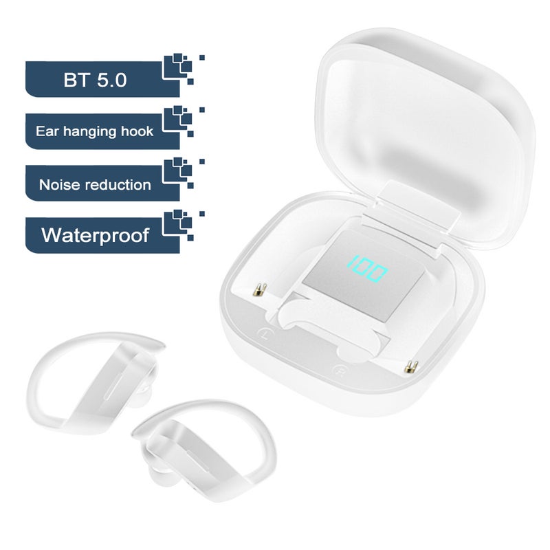 Generic - 258 Ear Hanging Hook BT 5.0 TWS Wireless In-Ear Headphones White - Image 1