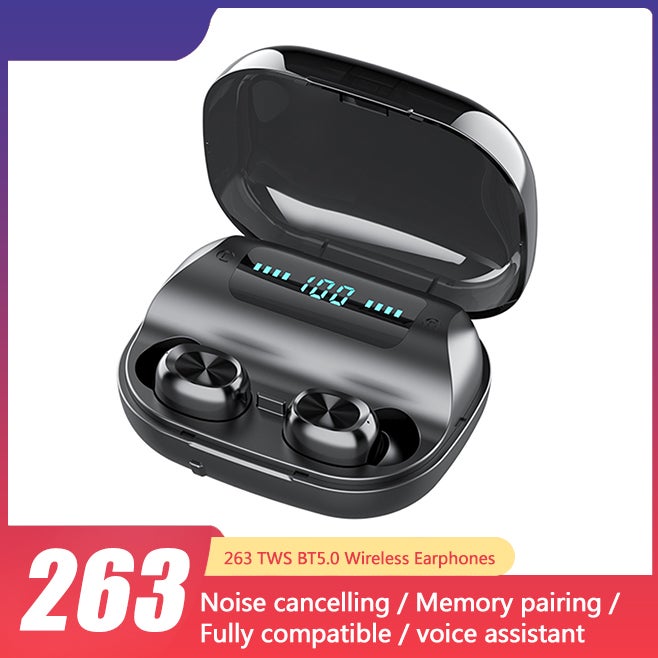 Generic - 263 TWS Wireless Earphones Charge Box Power Display Black - Image 1