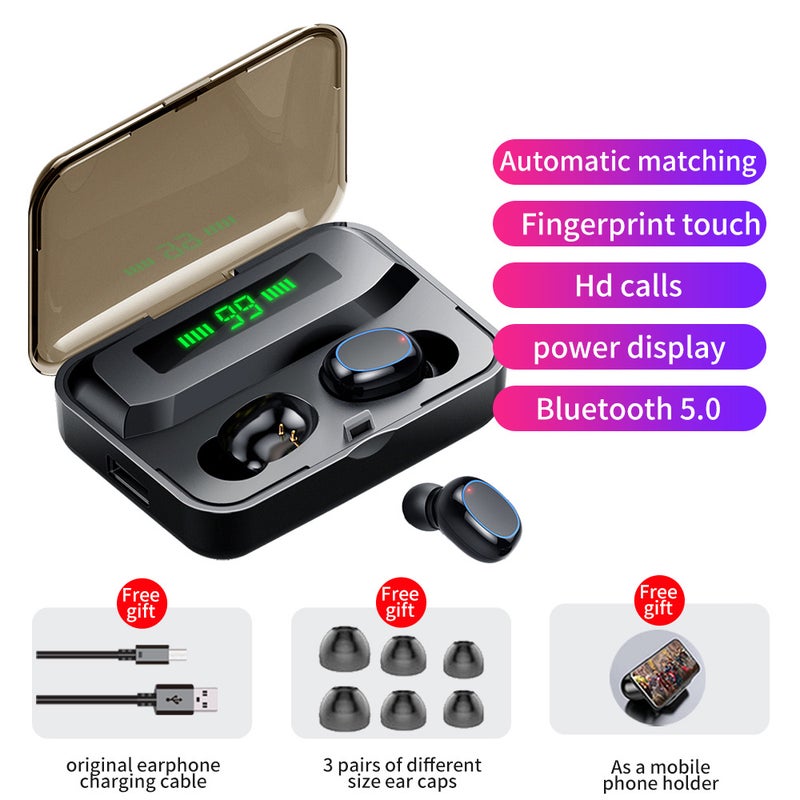 Generic - A2S TWS BT5.0 Wireless In-Ear Headphones With Digital Power Display Black - Image 1
